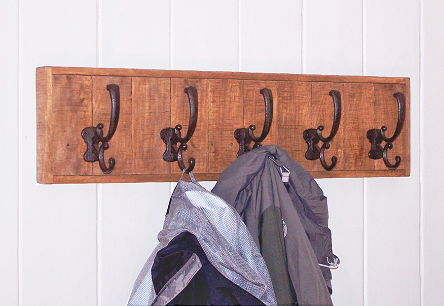 wall mount coat rack made in US with recycled wood