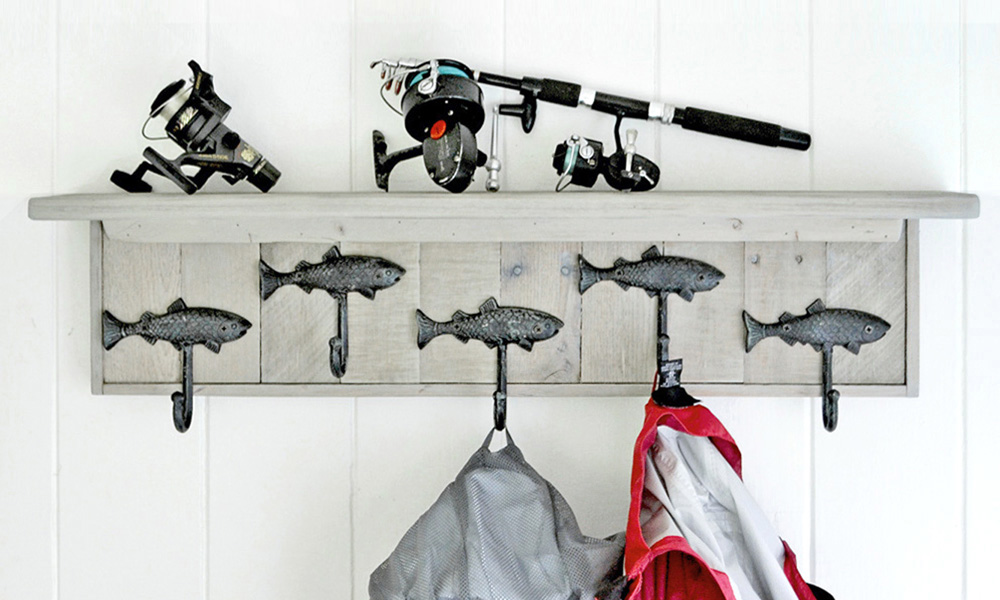 wall mounted coat rack with fish hooks