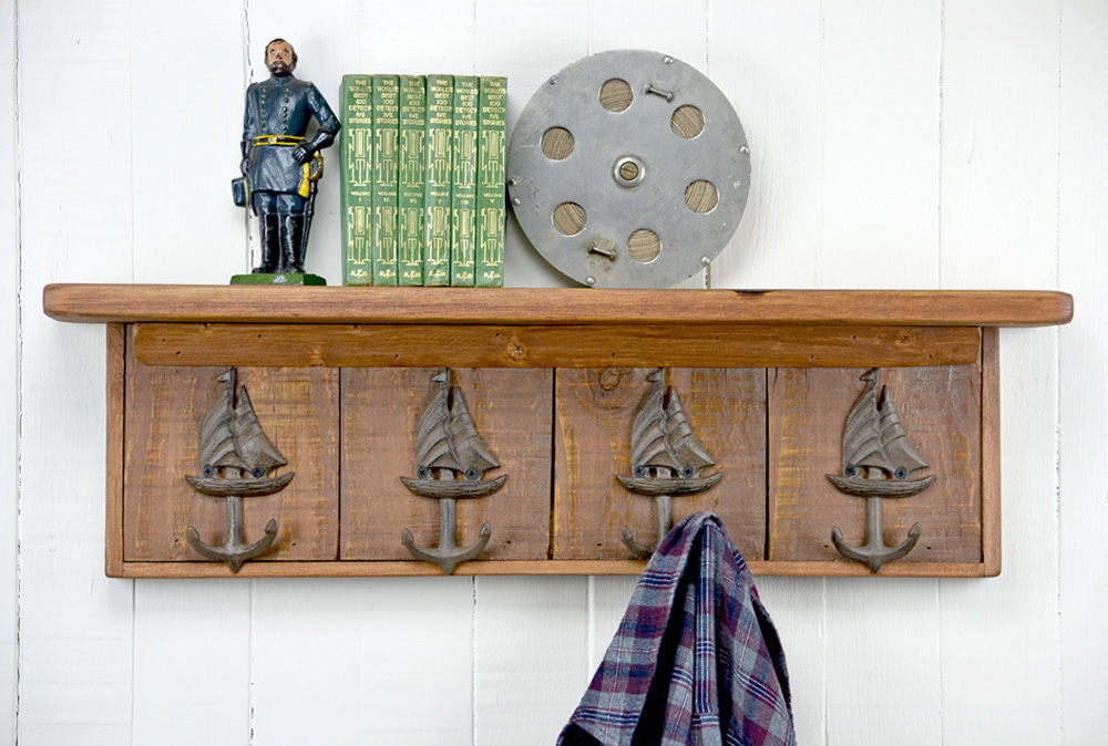 wall mounted coat rack with sailboat hooks