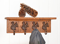 squirrel hook wooden wall mount coat rack